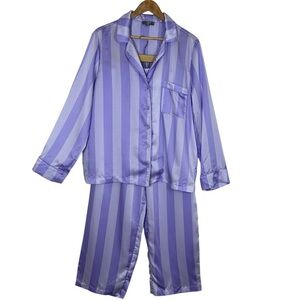 LOFT Sleep Women's Purple Satin Notch Collar Long Sleeve Pants Pajama Set XXL